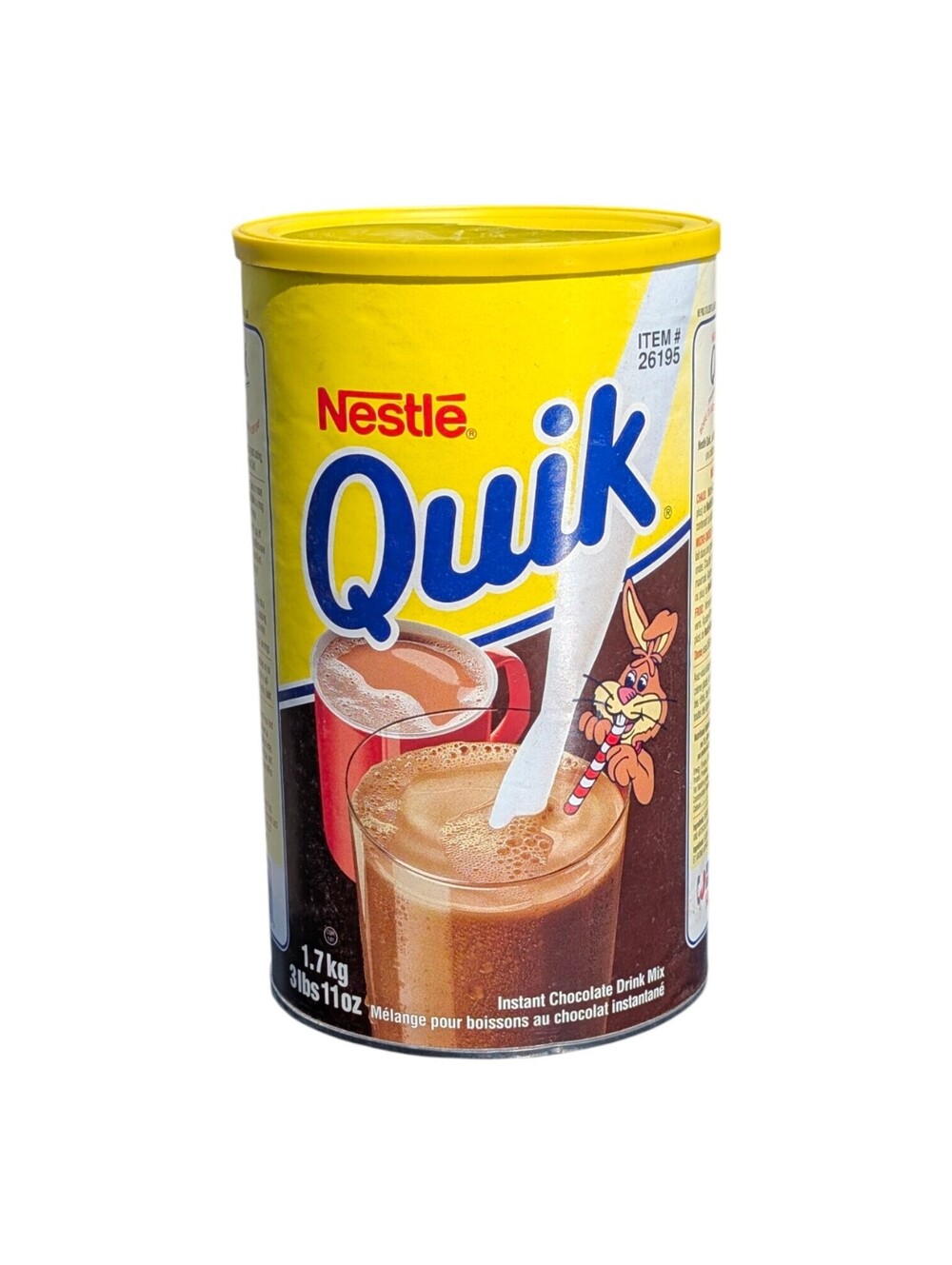 Vintage Quik Collector Tin Can 1.7kg 3 lbs 11 oz 1990s Bilingual French English